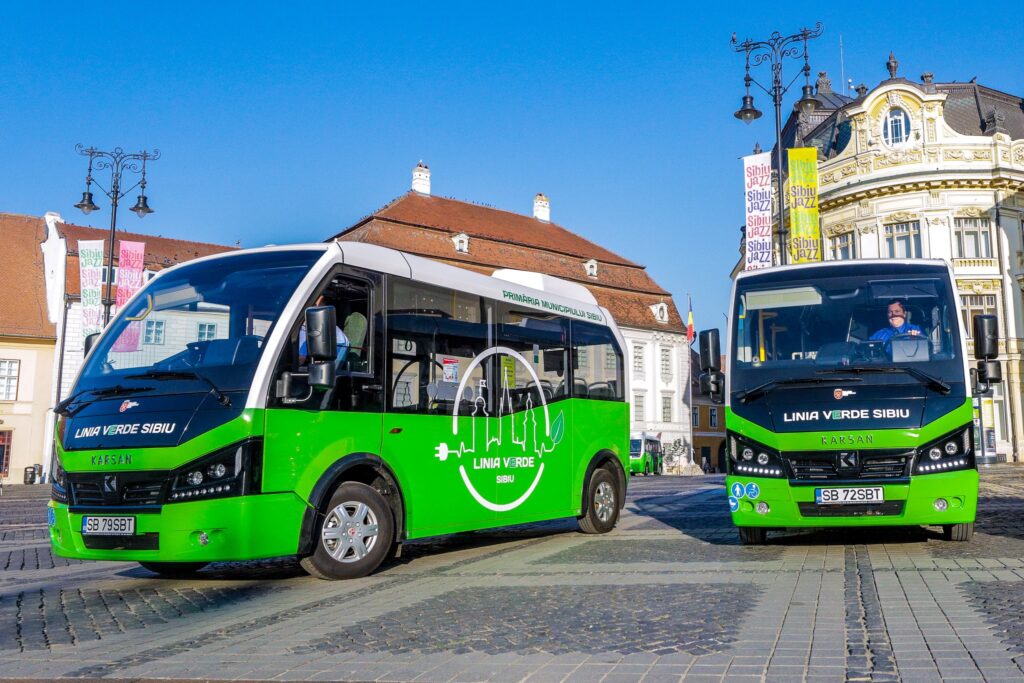 Linia Verde pornește pe traseu de luni, 16 august | Transport public electric în centrul Sibiului