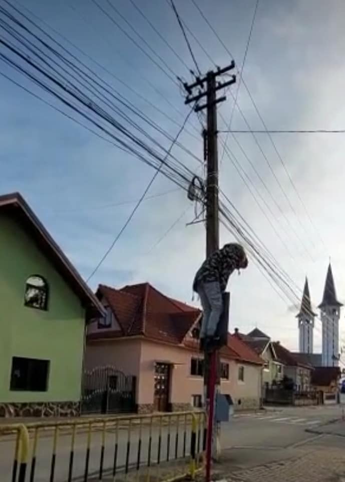 Un selfie l-a trimis direct la Poliție Adolescent din Avrig s-a picioarele pe un indicator rutier