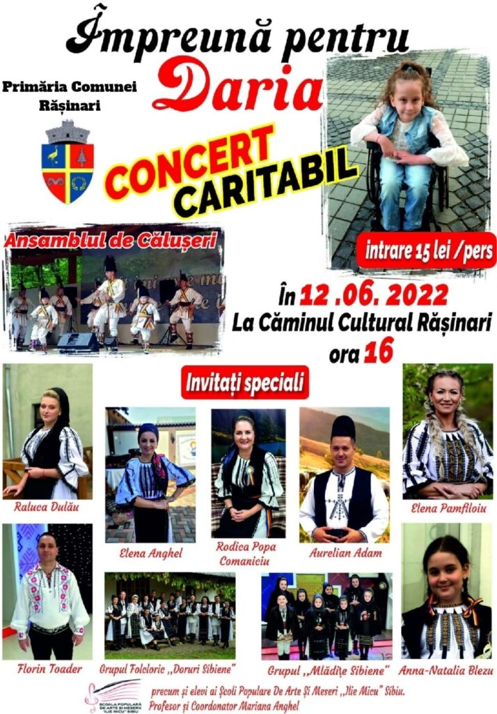 Rășinărenii se unesc și vă invită la evenimentul „Împreună pentru Daria” Rășinărenii se unesc și vă invită la evenimentul „Împreună pentru Daria”