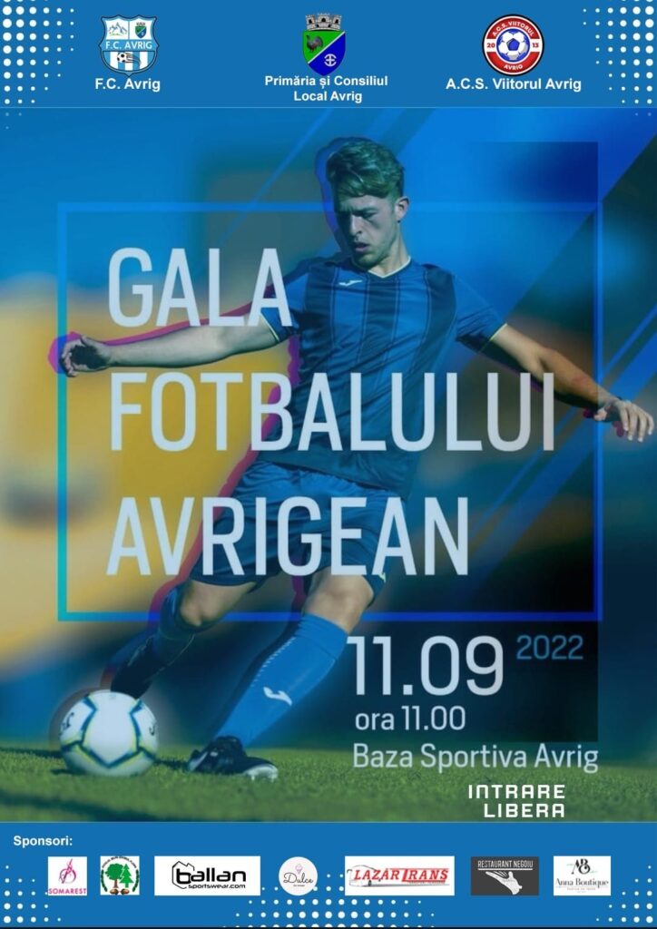 Campionii de mâine și suporterii de azi vor sta alături de gloriile sportive locale, la Gala Fotbalului Avrigean