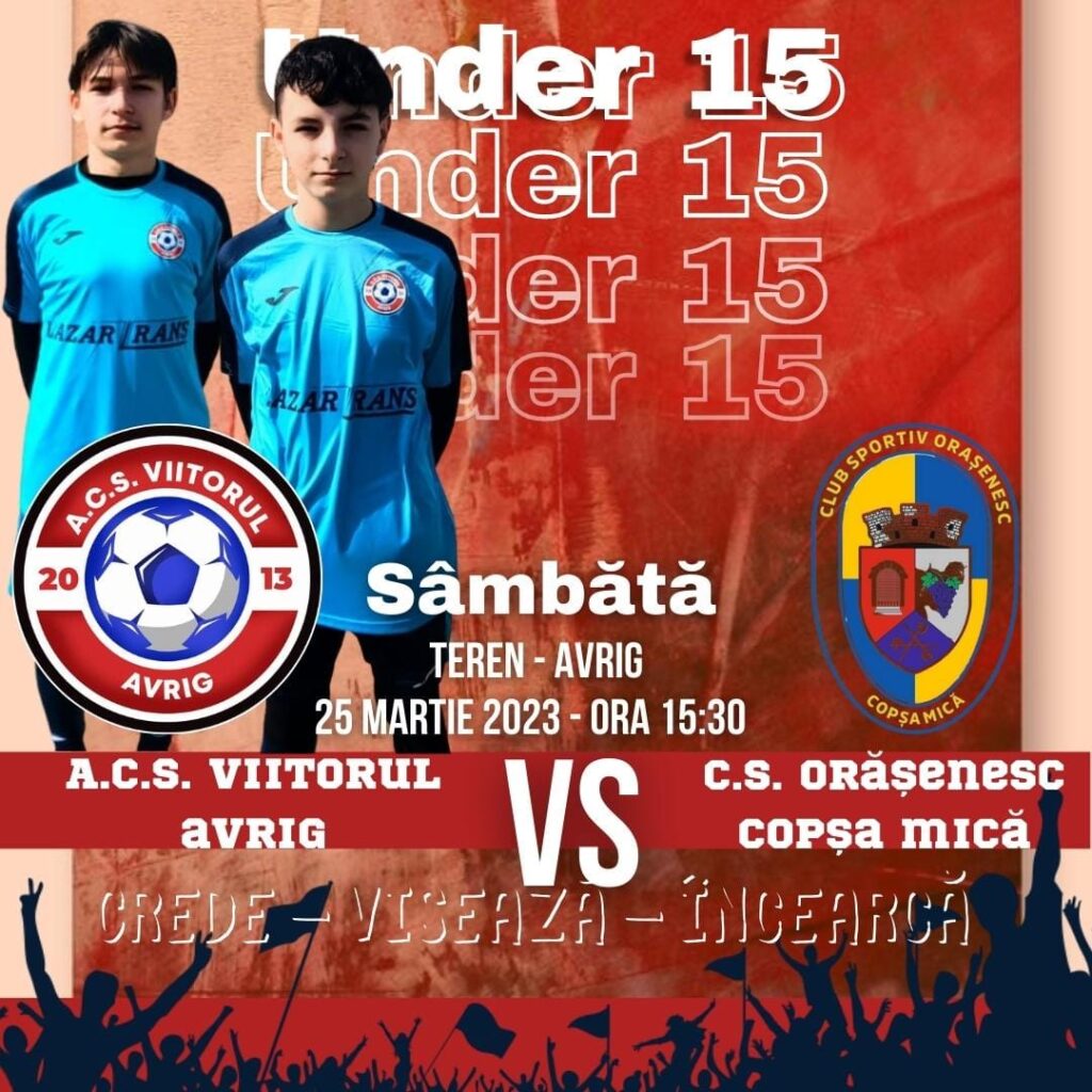 ACS Viitorul Avrig U15 întâlnește în acest weekend ocupanta locului 2 din clasament