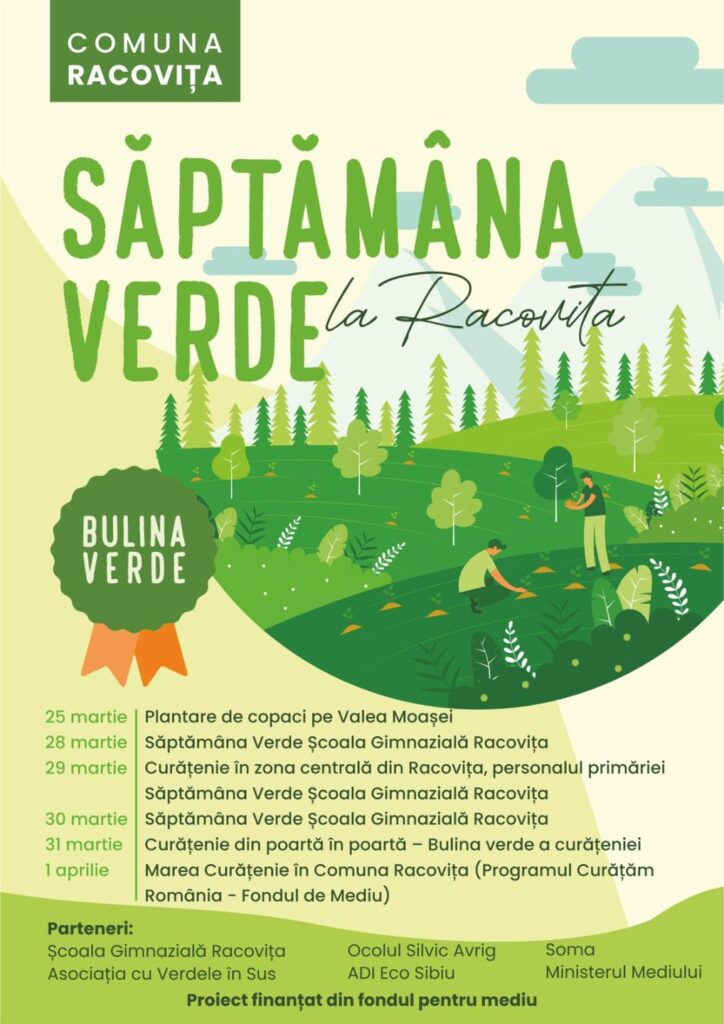 Elevii Școlii Gimnaziale Racovița participă la activități dedicate „Săptămânii Verzi”