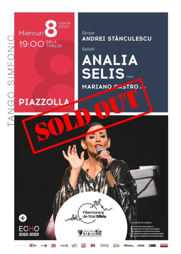 Analia Selis: Atât de frumos este acel Sold Out roșu în mijlocul afișului concertului de la Filarmonica de Stat Sibiu