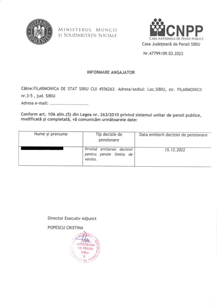 Referitor la comunicatul Sindicatului Artiștilor Instrumentiști din Filarmonica de Stat Sibiu (SAIFS) din 29 martie 2023, constatăm că situația în care se află acum Filarmonica de Stat Sibiu este paradoxală