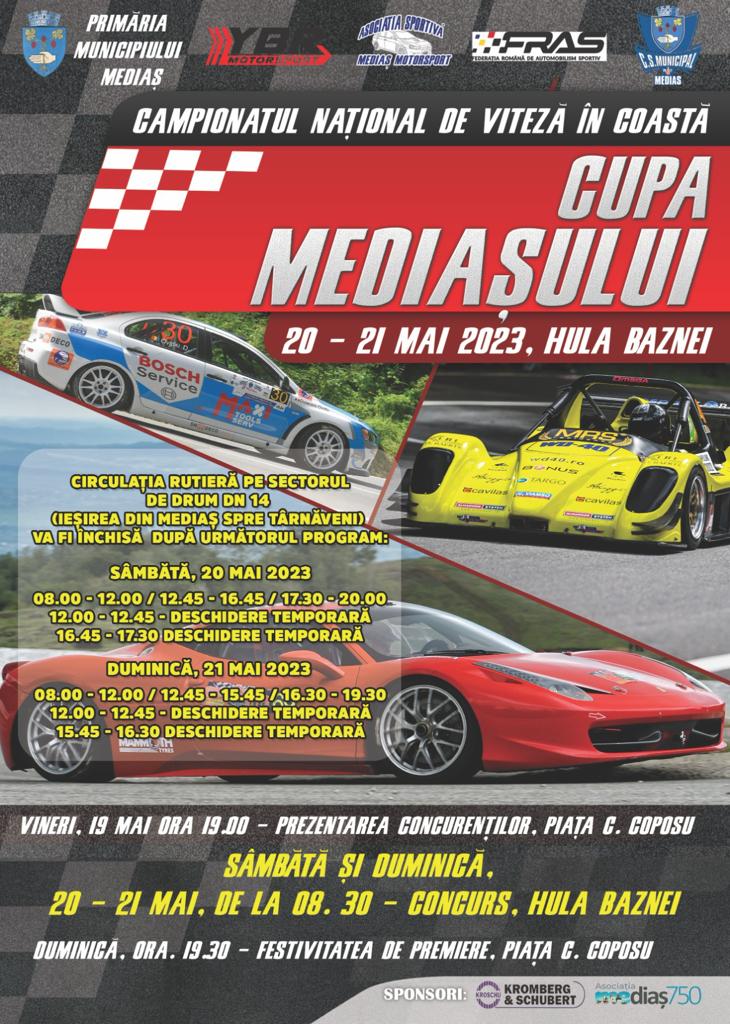 Prima etapă a Campionatului Național de Viteză în Coastă se va desfășura în municipiul Mediaș