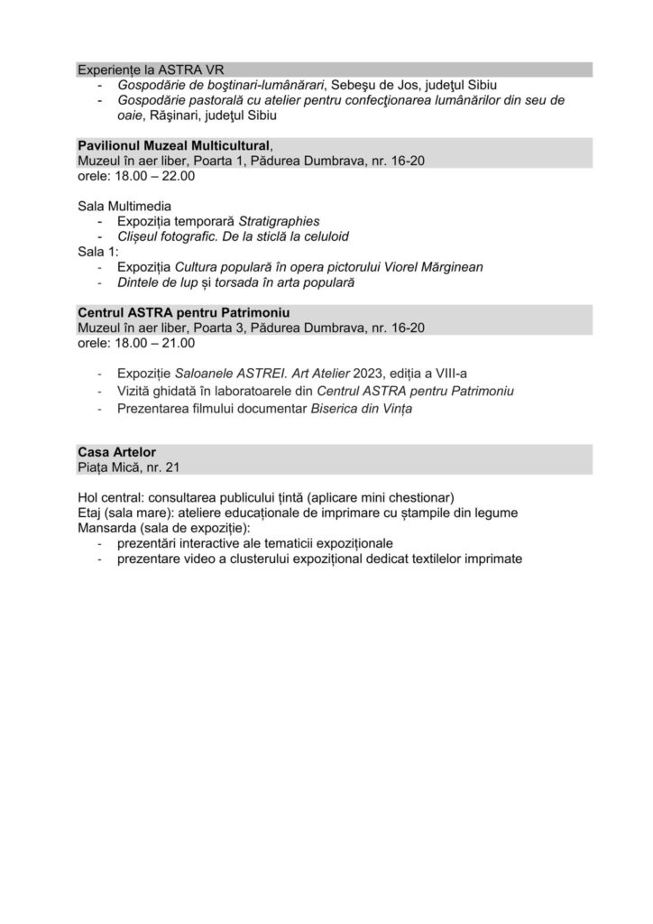Program Noaptea Muzeelor_ Muzeul ASTRA