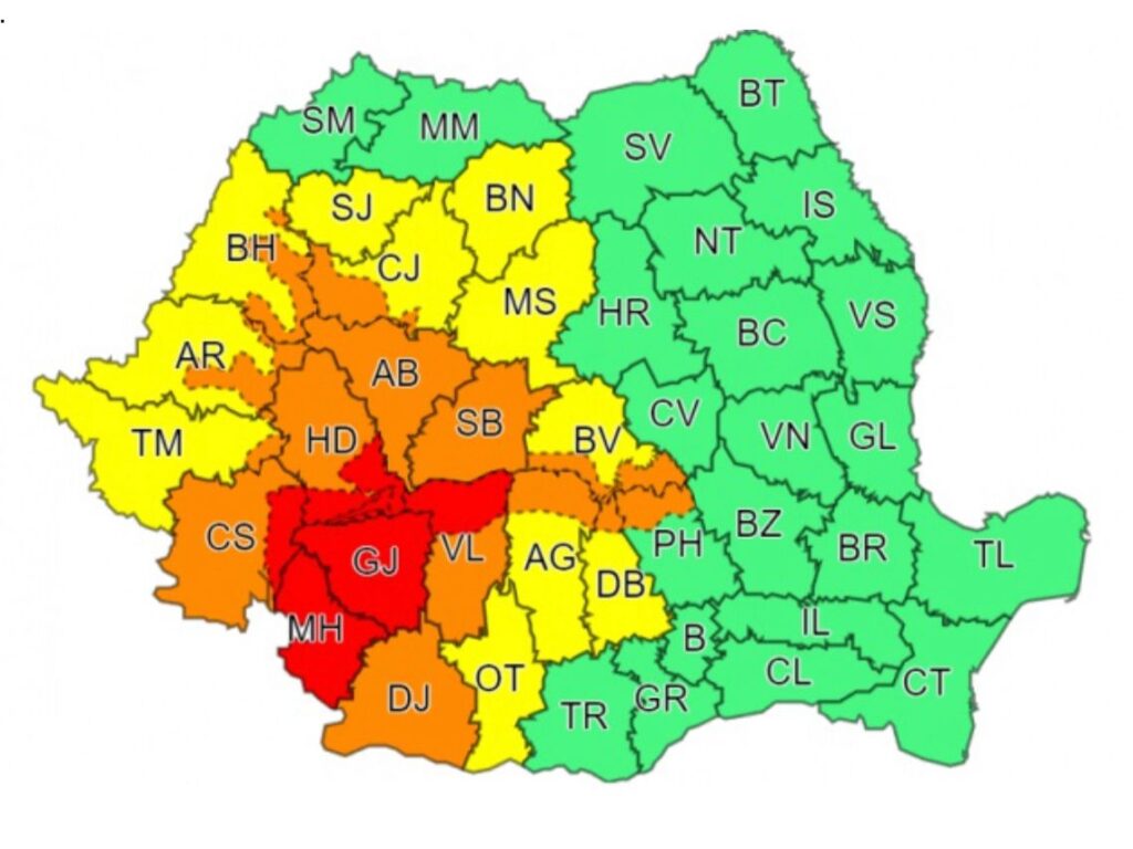 Avertizare ANM de fenomene meteorologice periculoase