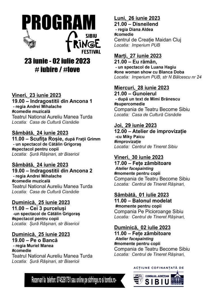Sibiu Fringe Festival a ajuns la Majorat! Tema propusă în acest an este iubire