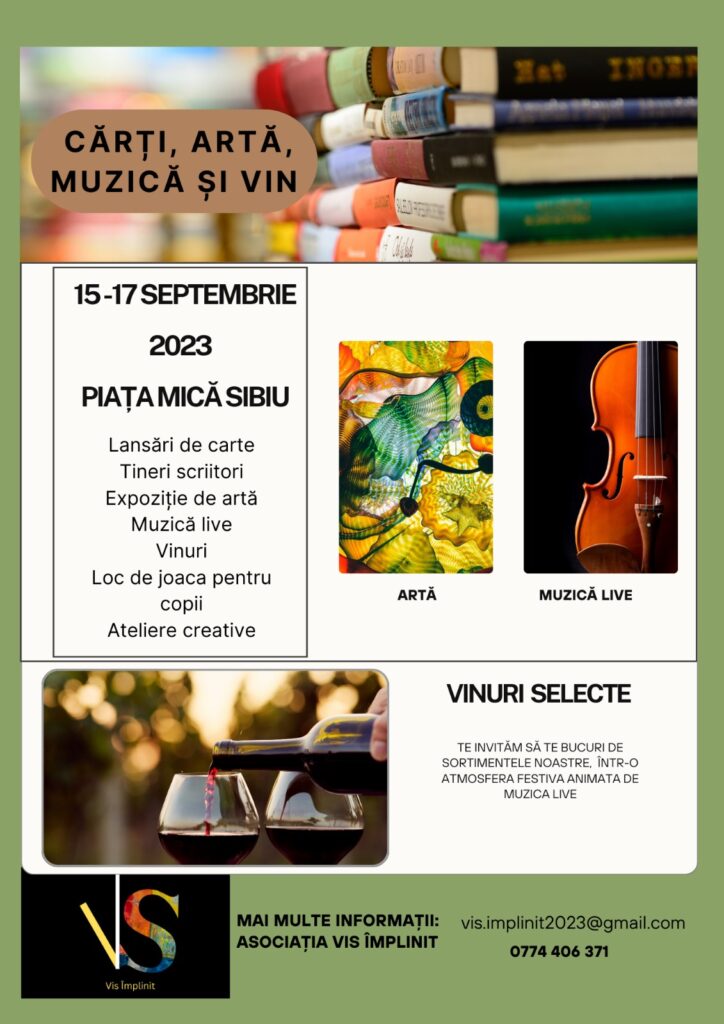 „Cărți, Muzică, Artă și Vin” este un eveniment cultural-artistic care îmbină dragostea pentru cărți, muzică, artă și vin