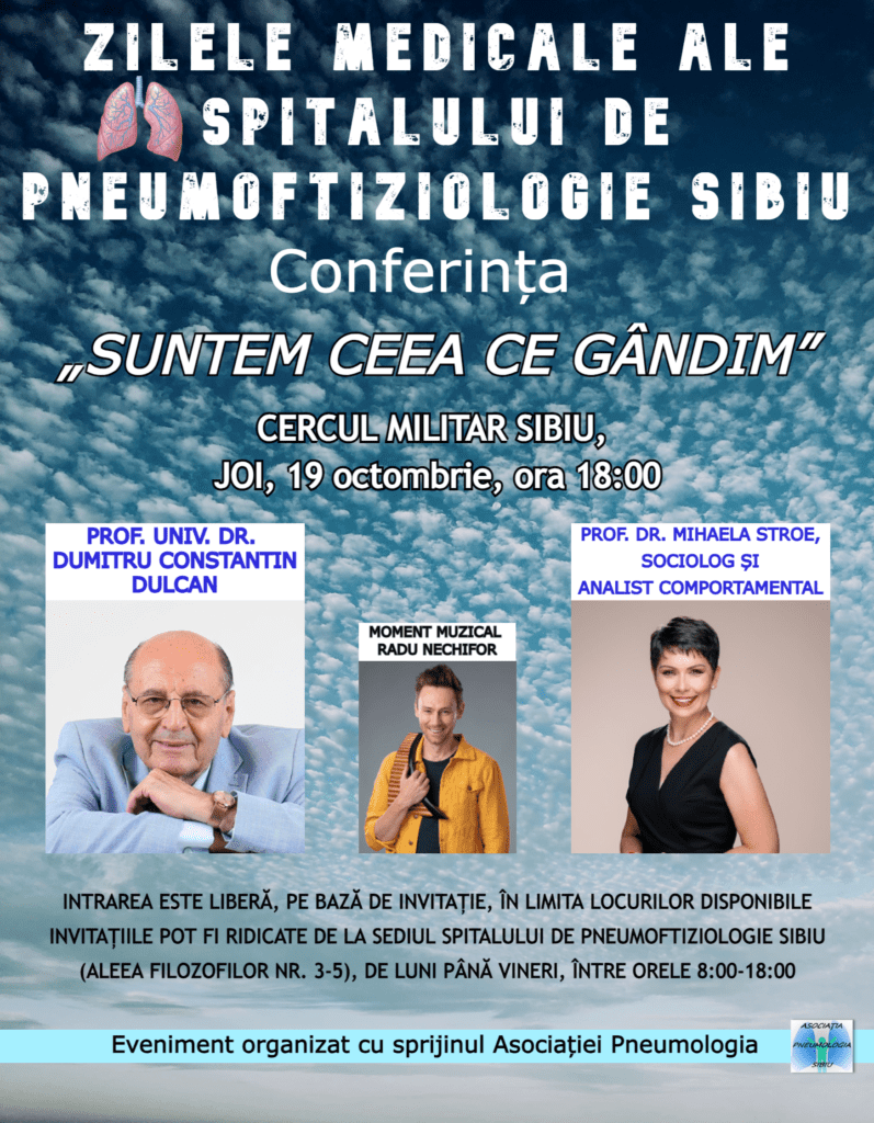 Invitații disponibile pentru Conferința „Suntem ceea ce gândim”, susținută de Constantin Dulcan și Mihaela Stroe