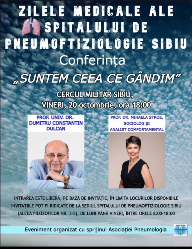 Veste bună pentru cetățenii care doresc să participe la conferința „Suntem ceea ce gândim”, susținută la Sibiu de renumitul profesor Constantin Dulcan
