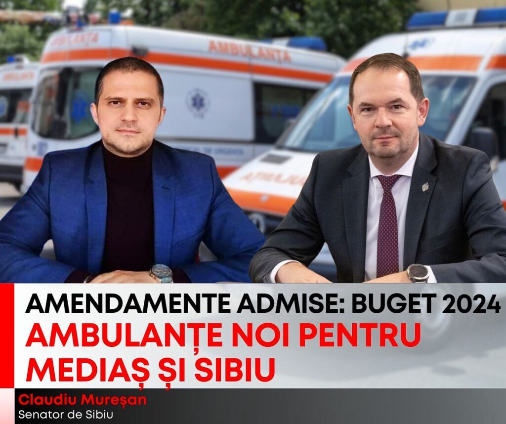 Senatorul Claudiu Mureșan: Am promis, ne ținem de promisiune! Vom avea ambulanțe noi la Mediaș și Sibiu!