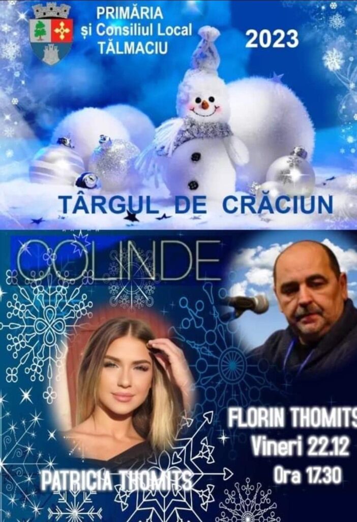 Patricia Thomits și Florin Ioan Thomits vă colindă în seara aceasta la Târgul de Crăciun din Tălmaciu