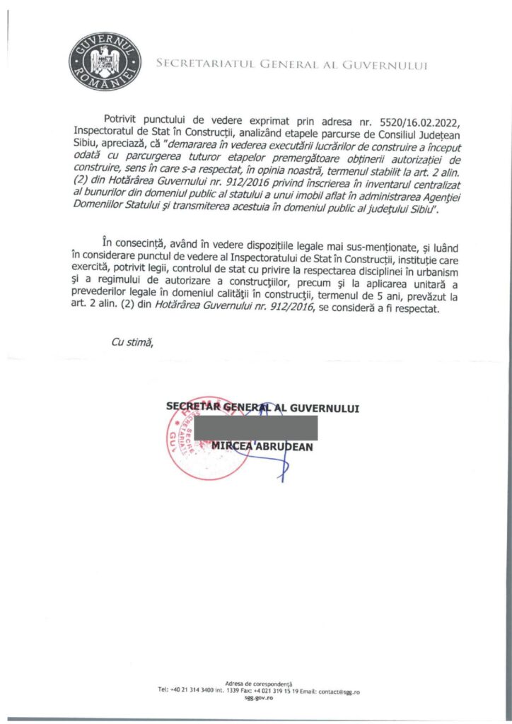 Poziția Guvernului României privind situația terenului alocat construirii Noului Spital Județean
