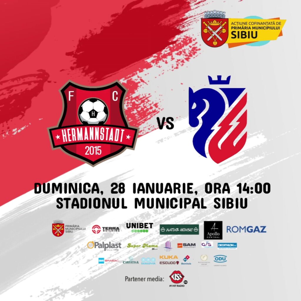 Primul meci oficial din 2024 pe Stadionul Municipal Sibiu