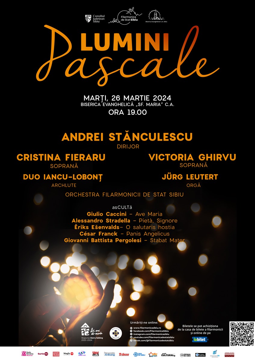 „Lumini Pascale”, concert simfonic cadoul Filarmonicii de Stat Sibiu pentru credincioșii care se află în Săptămâna Patimilor