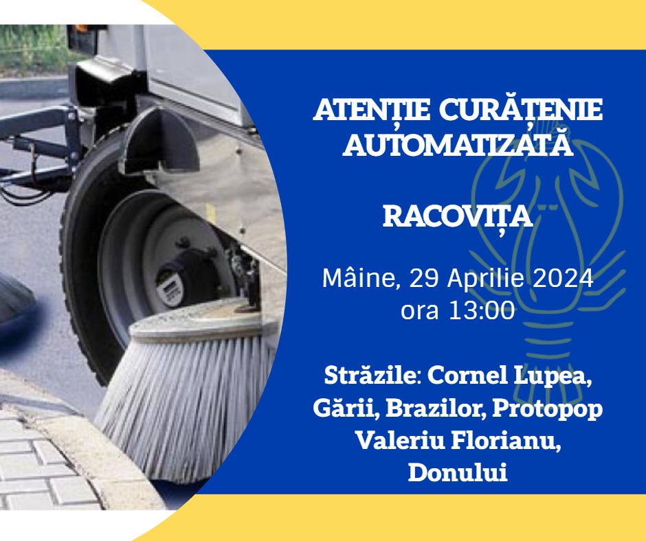Curățenie automatizată pe străzile localității Racovița