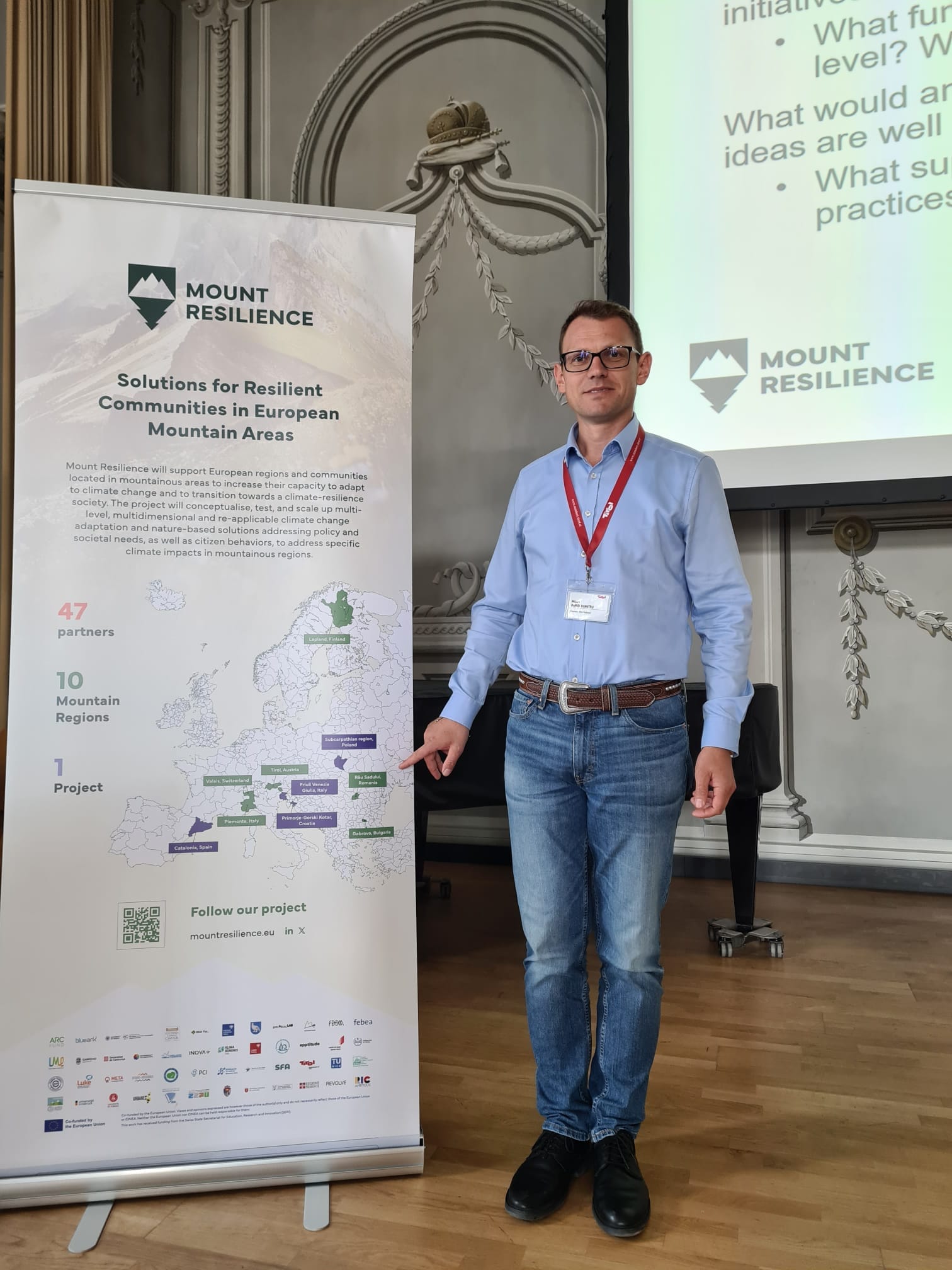 Daniel Minea, primarul comunei Râu Sadului, prezent la congresul de la Innsbruck, în regiunea Tirol, Austria, în cadrul proiectului Mount Resilience HORIZON