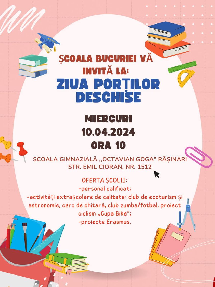 Școala Bucuriei vă invită la Ziua Porților Deschise
