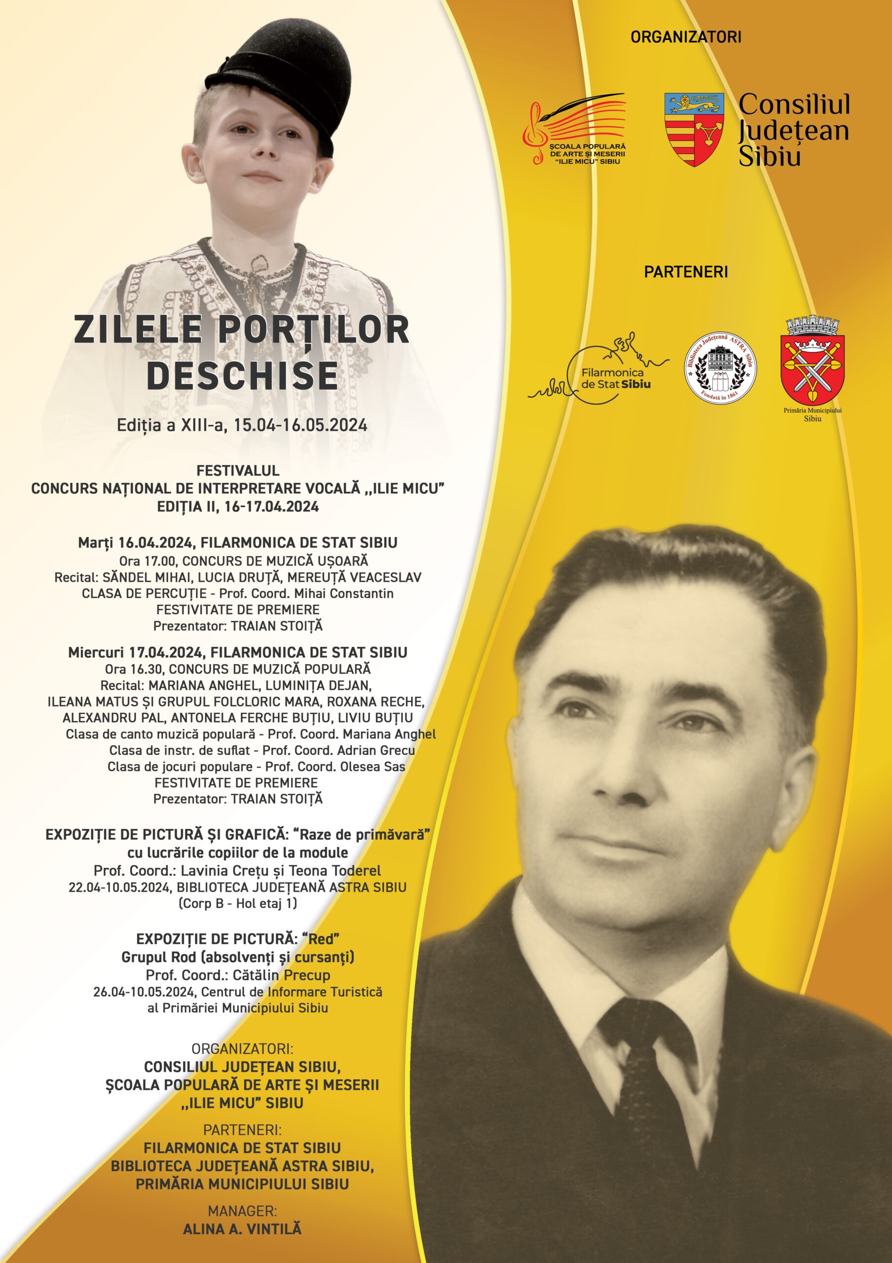 Zeci de copii şi tineri talentaţi din ţară şi din Republica Moldova se vor întrece la Sibiu, la Festivalul Concurs Național de Interpretare „Ilie Micu”