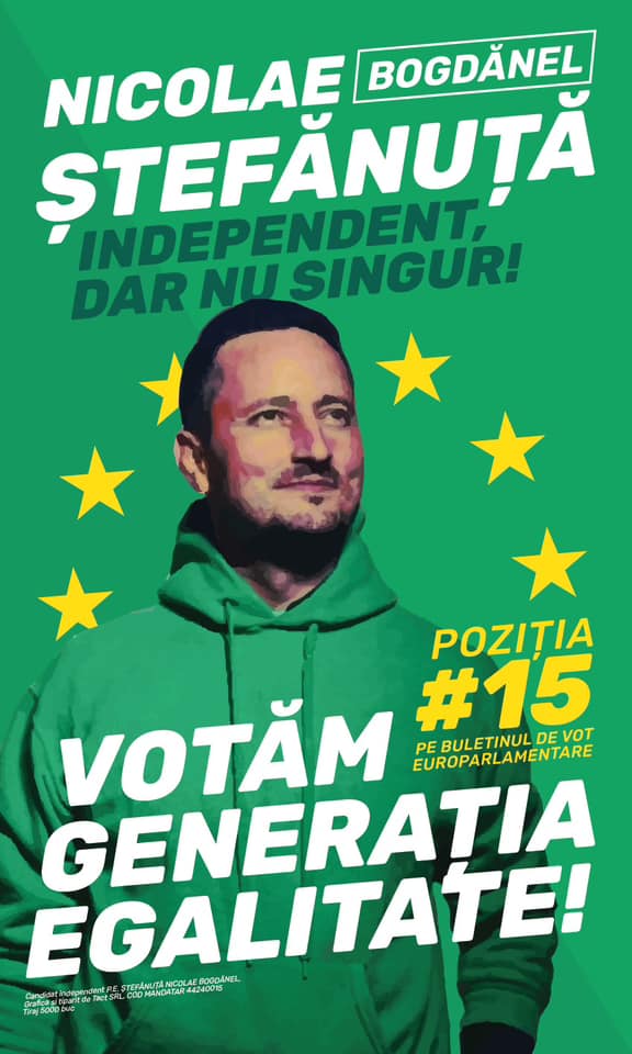 Europarlamentarul Nicu Ștefănuță: Aseară am lipit primul afiș de campanie, iar el reprezintă speranța unei generații fără vârstă