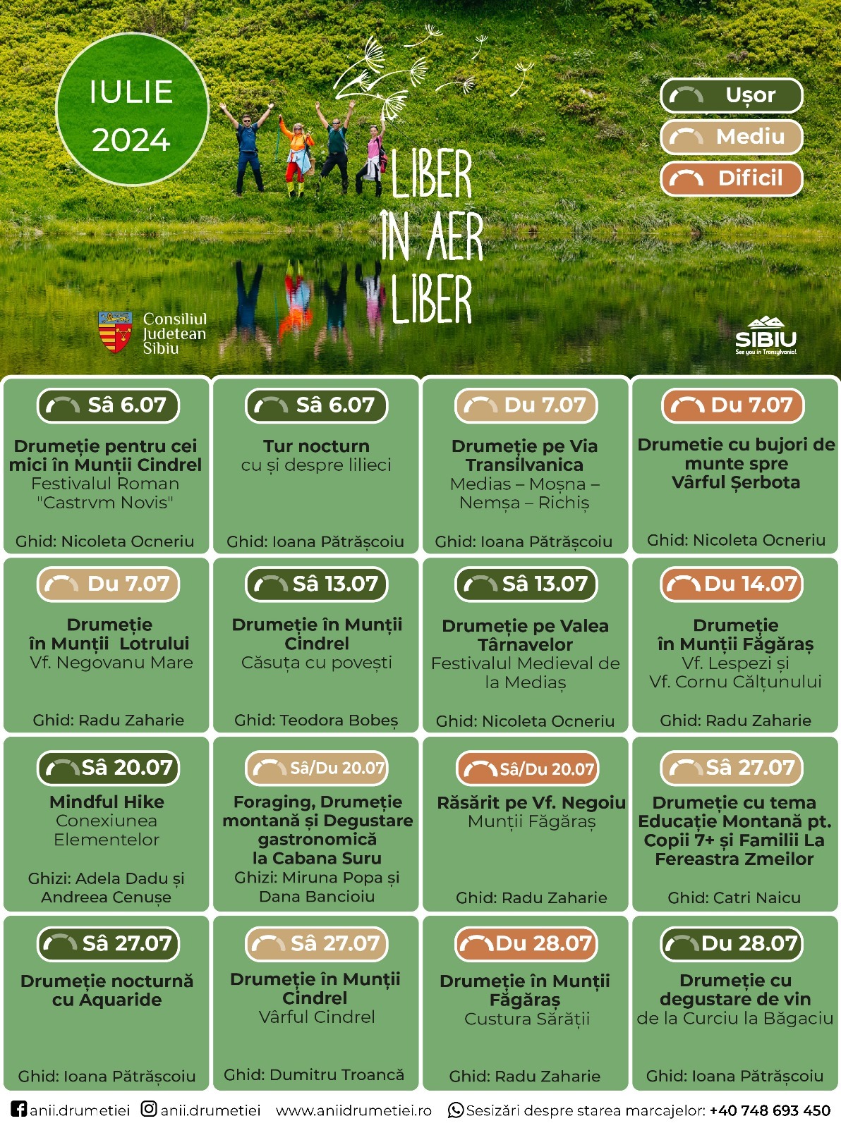 Consultați programul drumețiilor din luna iulie și planificați-vă din timp ieșirea în aer liber!