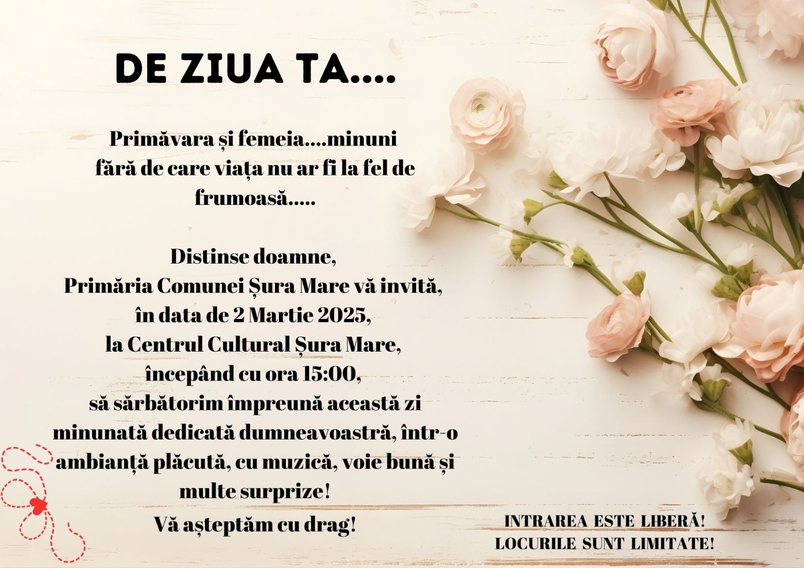 Primăria comunei Șura Mare sărbătorește femeia și primăvara într-un cadru festiv
