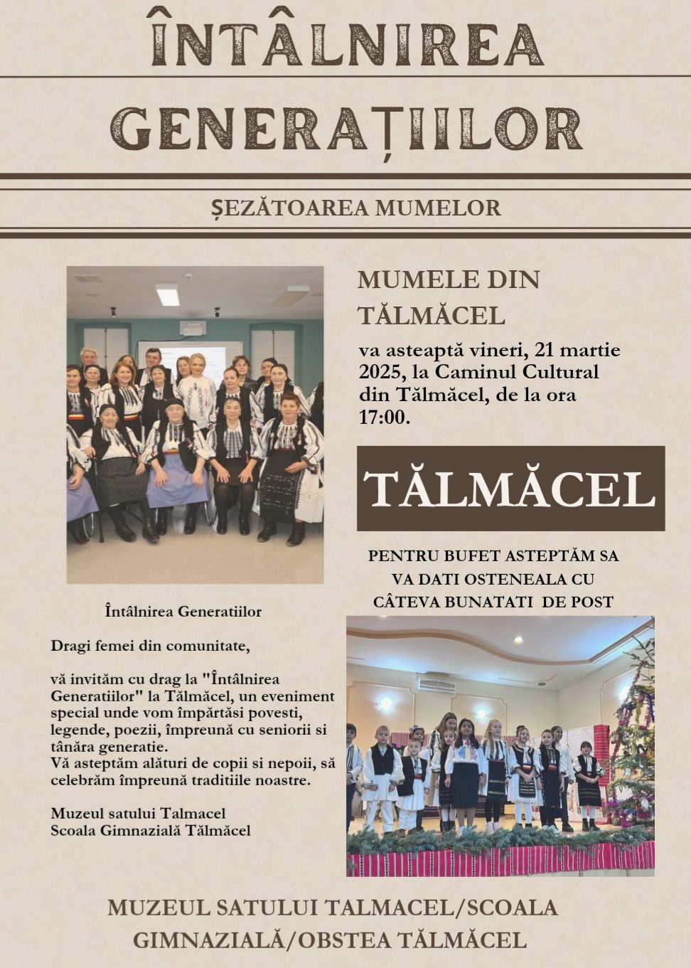 "Întâlnirea Generațiilor" de la Căminul Cultural din Tălmăcel