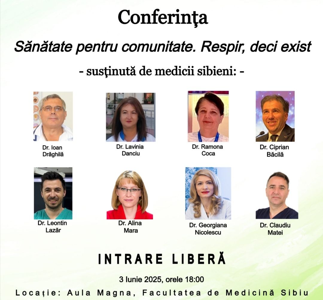 Cetățenii sunt invitați la o conferință pentru sănătate, susținută de reputați medici sibieni
