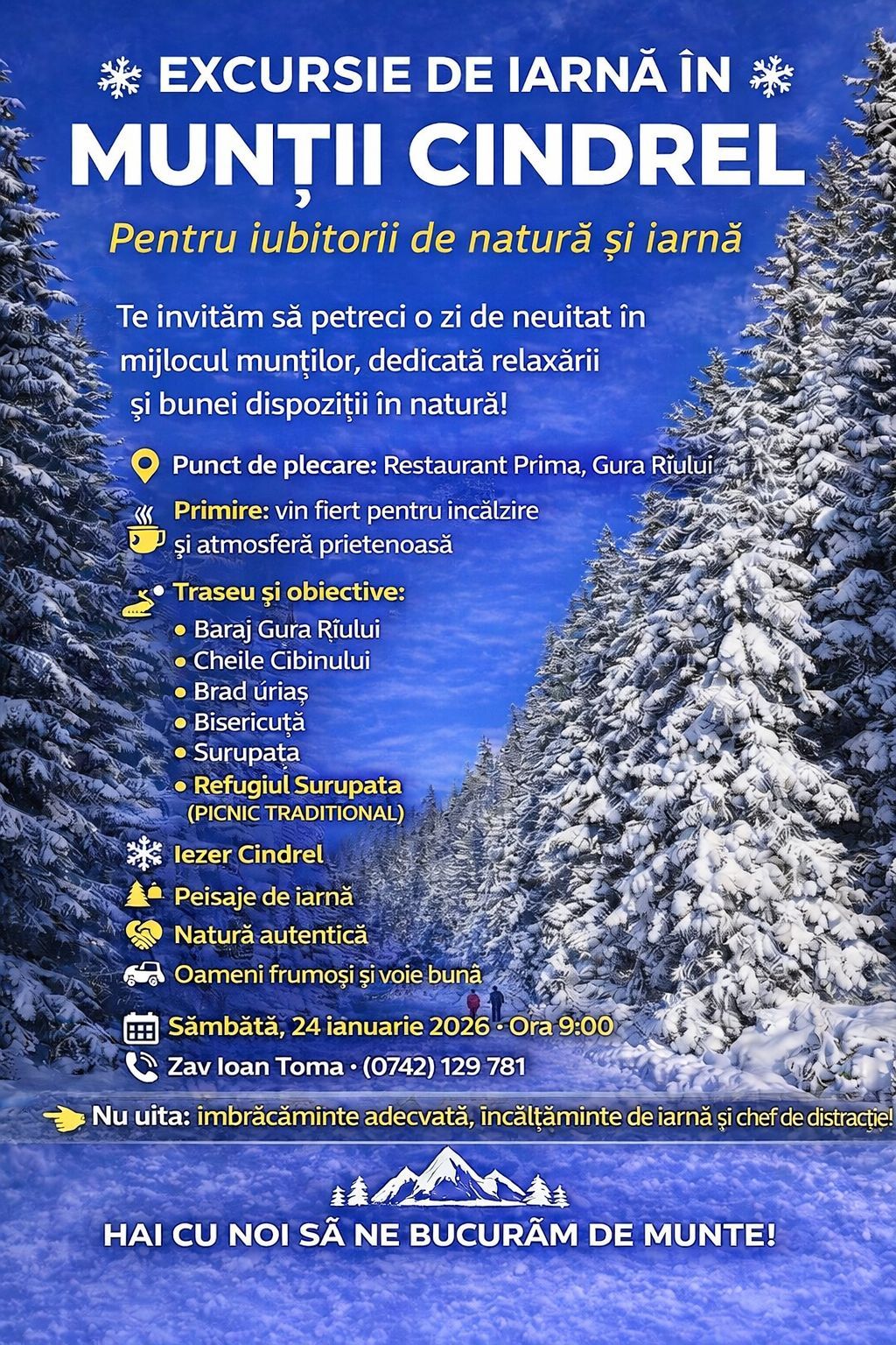 Excursie de iarnă în Munții Cindrel