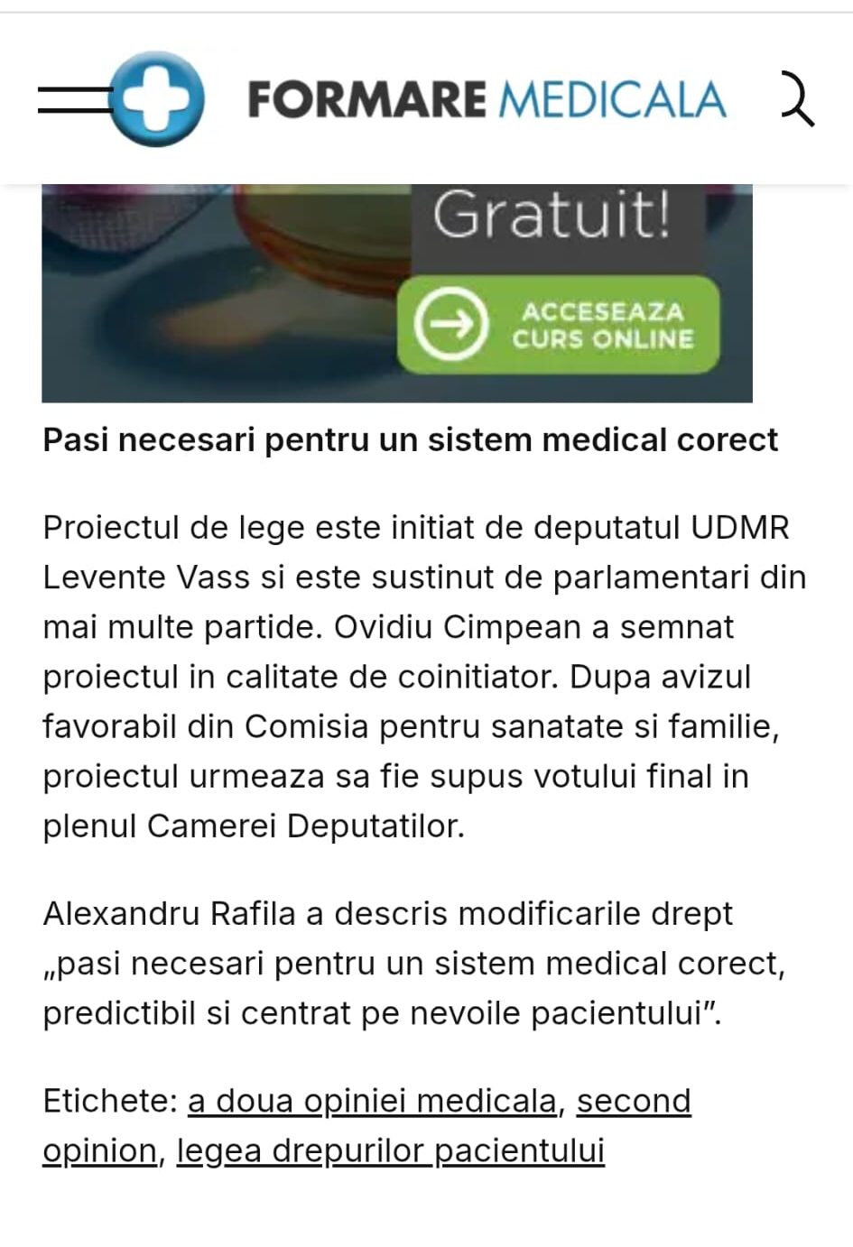 Autorii din Parlament și lauda din online. Cibu Deaconu își asumă meritul unei legi inițiate de Cîmpean și Vass